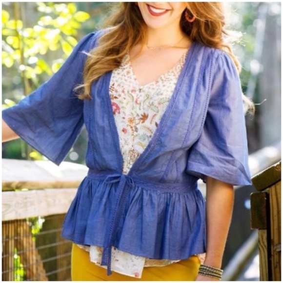 Matilda Jane Tops - NWT Matilda Jane Hour By Hour Chambray Jacket Kimono Large 100% Cotton